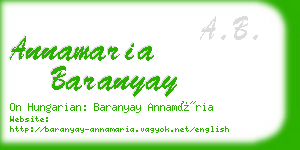 annamaria baranyay business card